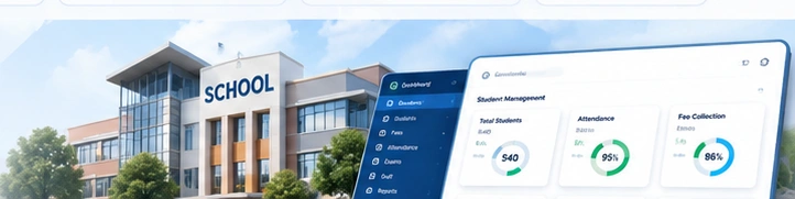 Modern Private School Campus and Bimano School Cloud ERP Dashboard
